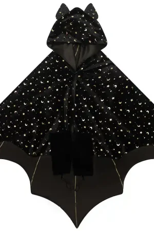 Mimi & Lula Kaap m. Muts - Black Vleermuis Halloween Koopje