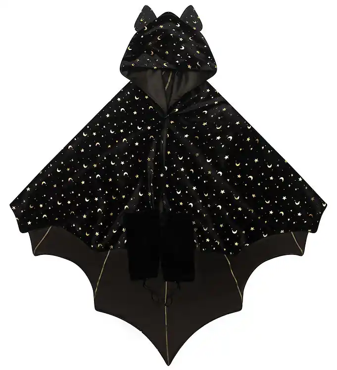 Mimi & Lula Kaap m. Muts - Black Vleermuis Halloween Koopje