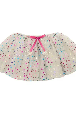 Alleen Vandaag Mimi & Lula Tule rok - Beige Rainbow Hearts