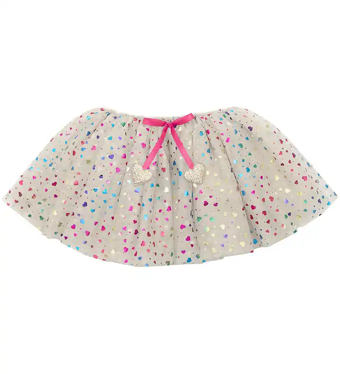 Alleen Vandaag Mimi & Lula Tule rok - Beige Rainbow Hearts