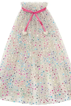 Rechtstreeks Van De Fabrikant Mimi & Lula Cape - Tule - Beige Rainbow Hearts