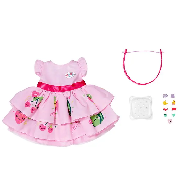 Direct Beschikbaar Baby Born Poppenkleding - Jurk m. Applicaties - 43 cm