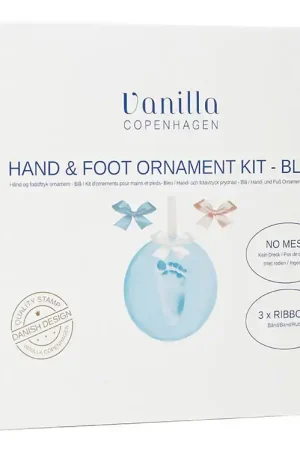Vanilla Copenhagen Hand- en voetafdruk Set m. Lint - Blauw Nu Kopen