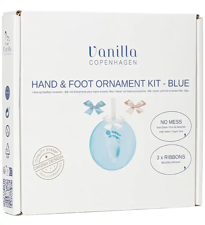 Vanilla Copenhagen Hand- en voetafdruk Set m. Lint - Blauw Nu Kopen