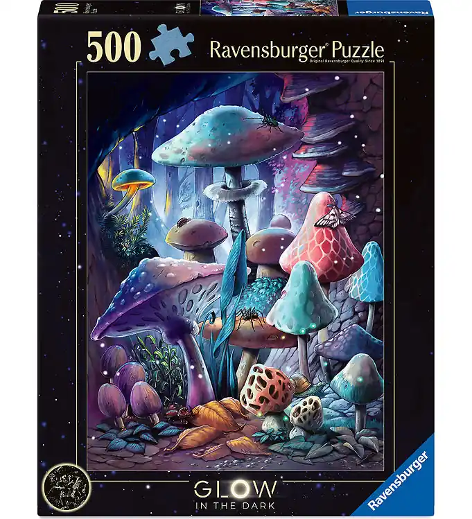 Ravensburger Puzzel - 500 Bakstenen - Maanlichtpaddestoel - Glow Rechtstreeks Van De Fabrikant