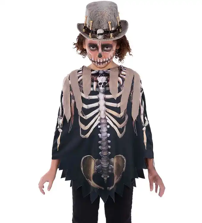 Superprijs Smiffys Verkleedkleren - Voodoo Heksendokter Poncho - Bruin/Zwar
