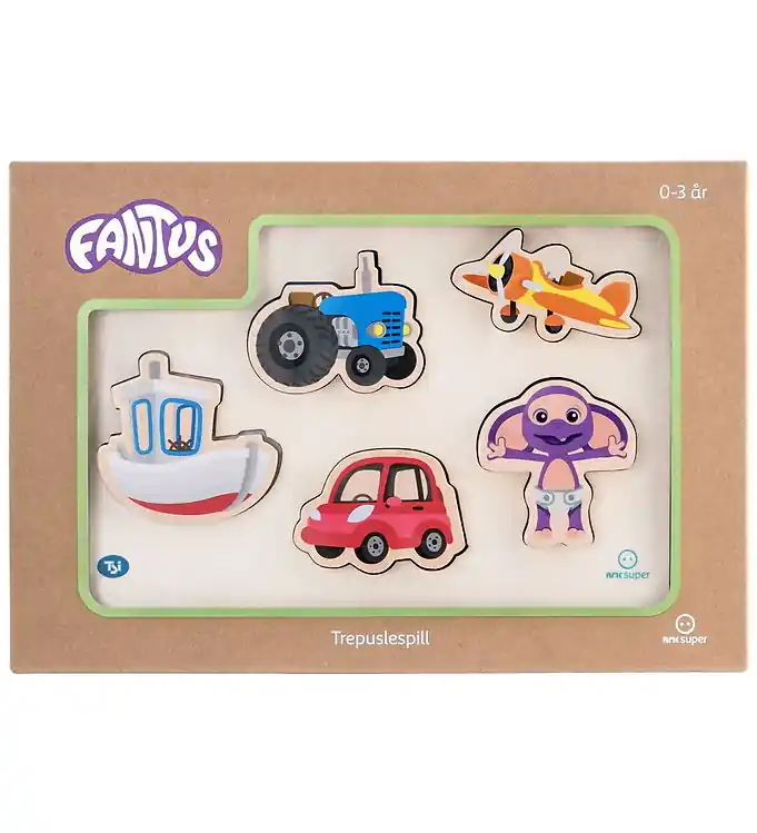 Fantorangen & Fantus Puzzel - Hout - 5 Bakstenen - Voertuigen Beperkte Voorraad