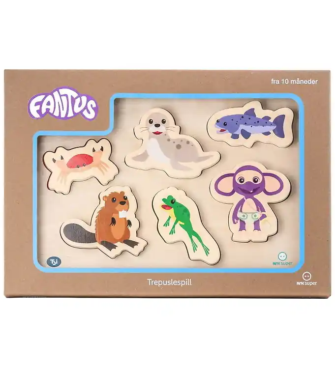Fantorangen & Fantus Puzzel - Hout - 6 Bakstenen - Dieren in het Meest Verkocht