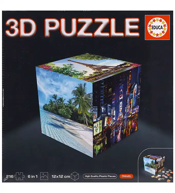 Educa 3D Puzzel - 216 Bakstenen - Kubus Travel Tijdelijk Beschikbaar