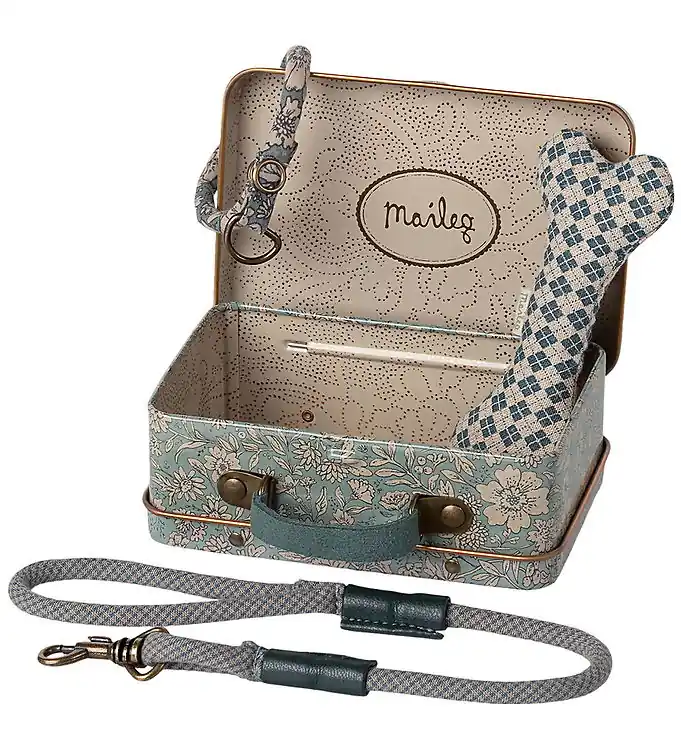 Exclusieve Aanbieding Maileg Koffer m. Hondenaccessoires - Blauw