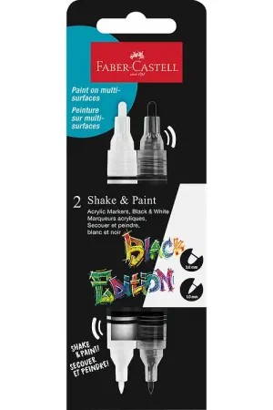 Faber-Castell Markers - Shake & Paint Acryl - 2 st. - Zwart/Hv Betrouwbaar