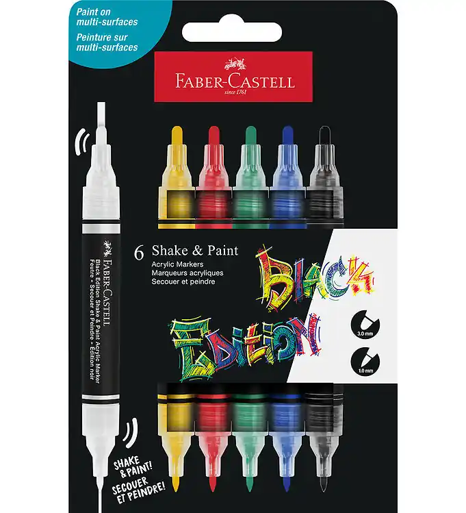 Gecertificeerd Faber-Castell Markers - Schudden & Schilderen Acryl - 6 st. - Mu