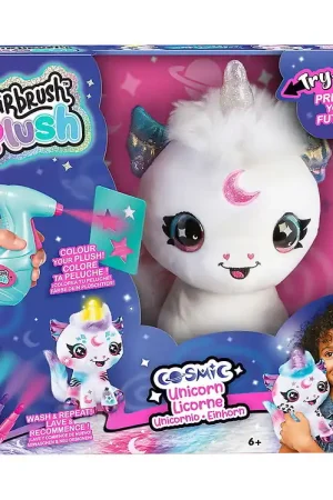 Airbrush Plush Knuffel m. Kaars - 27 cm - Kosmische Eenhoorn Meest Verkocht