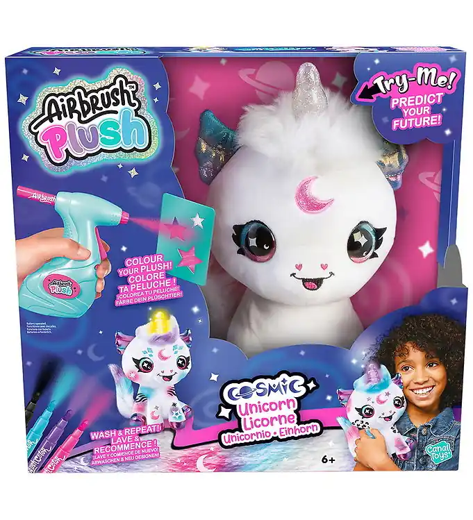 Airbrush Plush Knuffel m. Kaars - 27 cm - Kosmische Eenhoorn Meest Verkocht