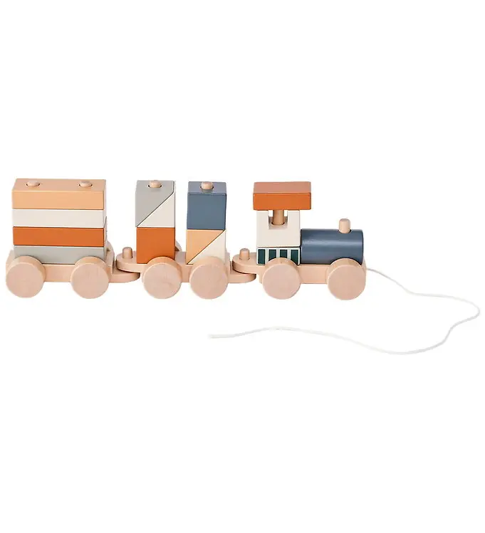 Kids Concept Trein m. Blokken - 38 cm - Hout Gereduceerde Prijs
