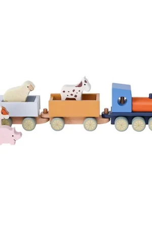 Kids Concept Trein m. Dieren - 40 cm - Hout Superprijs