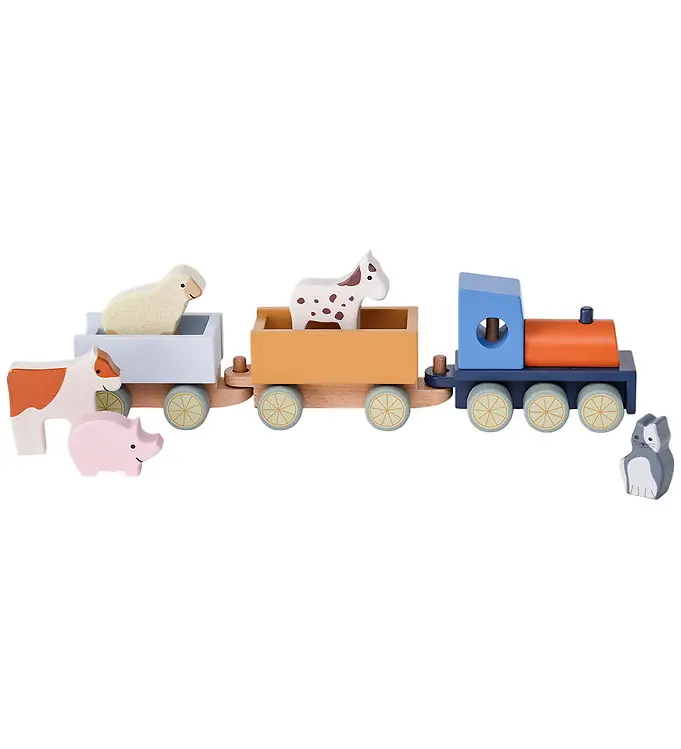 Kids Concept Trein m. Dieren - 40 cm - Hout Superprijs