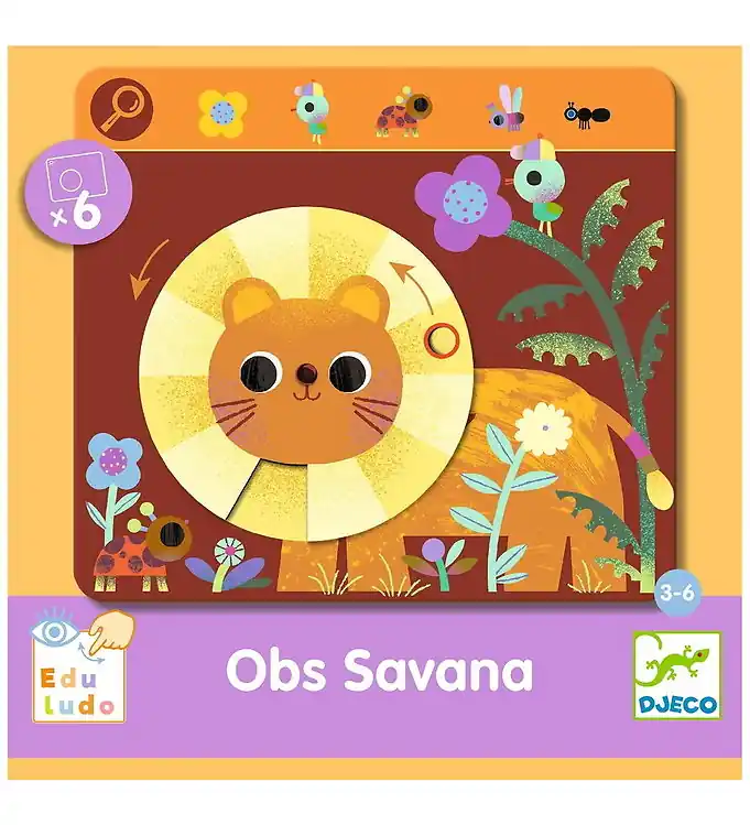 Op = Op Djeco Spel - Zoeken en draaien - Opmerking Savana