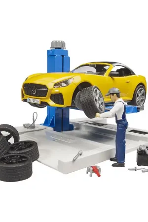 Seizoensaanbieding Bruder Speelset - bworld - Autoreparatiewerkplaats m. Roadster -