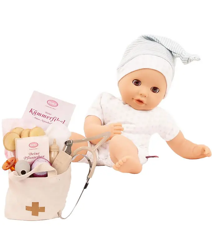 Laatste Versie Götz Pop m. Accessoires - Cosy Aquini - 33 cm - Wees een dokter