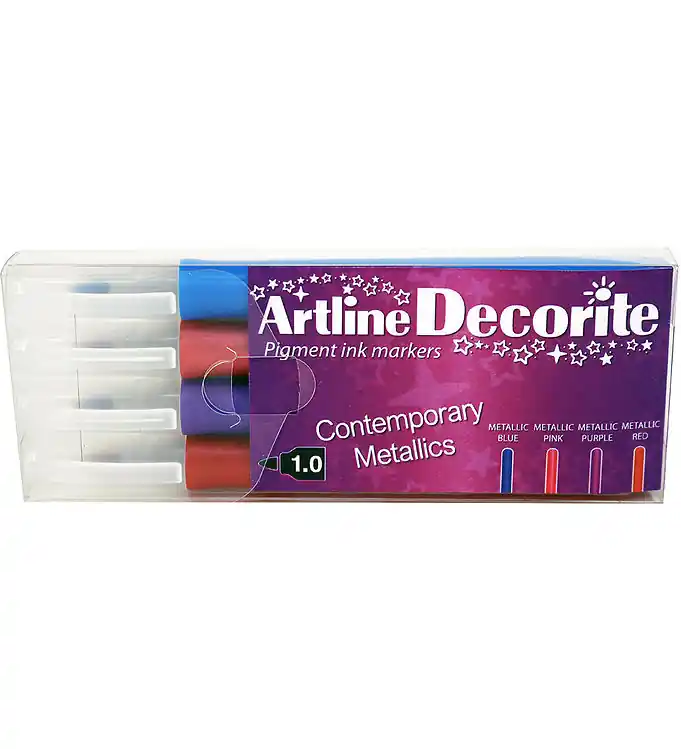 Actieprijs Artline Markers - Decorietborstel - 4 st. - Hedendaagse Metalli