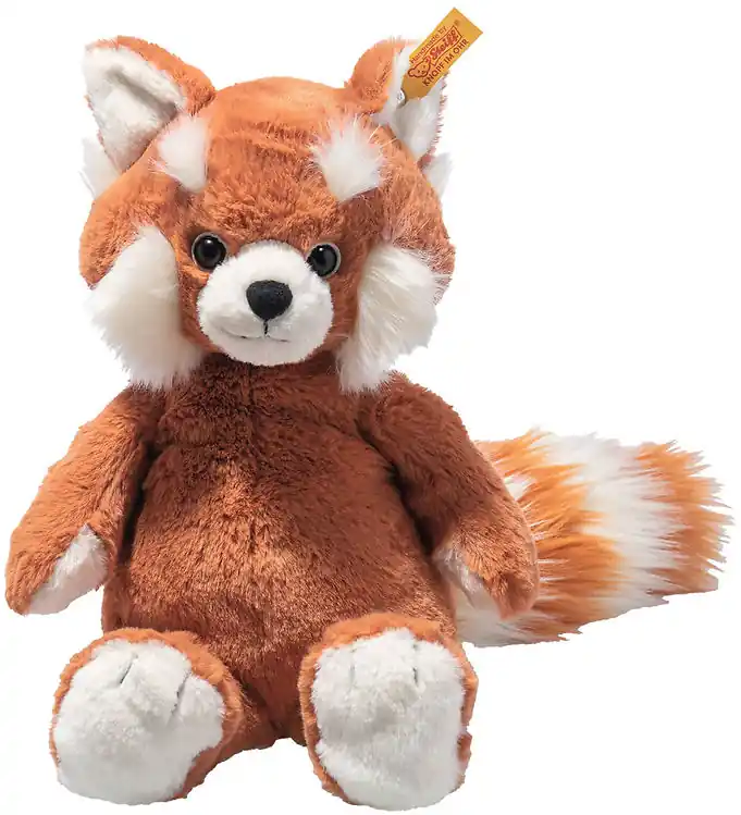Steiff Knuffel - 28 cm - Benji Rode Panda - Oranje Tijdelijk Beschikbaar