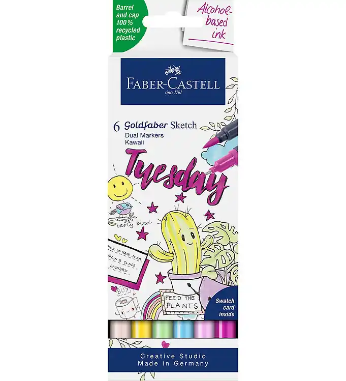Must-Have Faber-Castell Markers - 6 st. - Goldfaber Schets - Kawaii