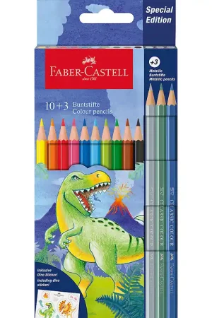 Beste Prijs Faber-Castell Kleurpotloden - 10+3 st. - Dinosaur Metallic