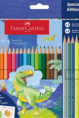 Faber-Castell Kleurpotloden - 18+6 st. - Dinosaur Metallic/Neon Weekendaanbieding