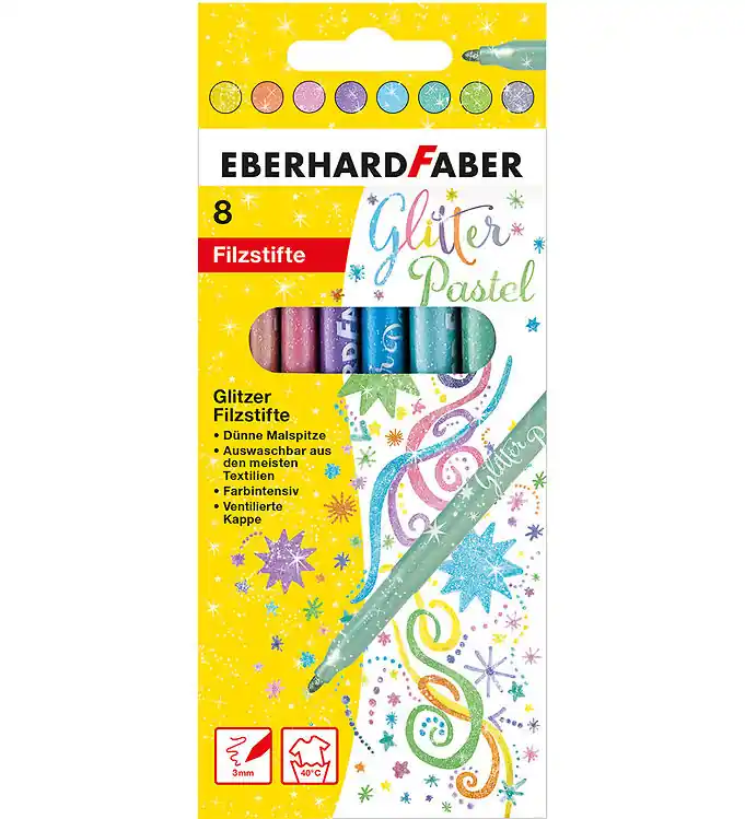 Weekendaanbieding Eberhard Faber Kleurenmarkers - 8 stk - Glitter Pastel