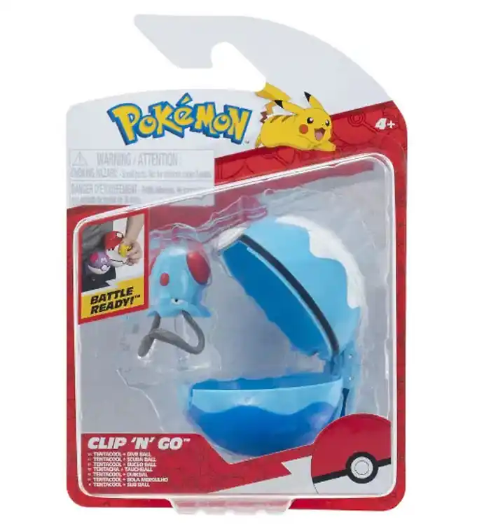 Hoge Kwaliteit Pokémon Figuur - Clip 'N' Go - Tentacool m. Dive Bal