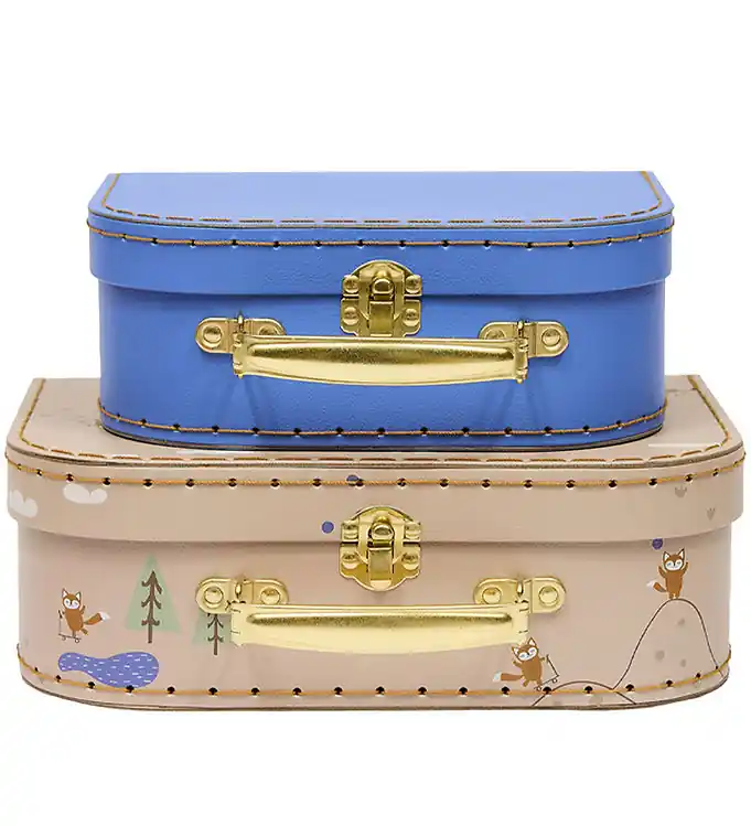 Goedkoop OYOY Koffer - 2-pack - Fox - Beige/Blue