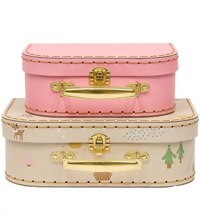 Flitsaanbieding OYOY Koffer - 2-pack - Deer & Eend - Camel/Rose