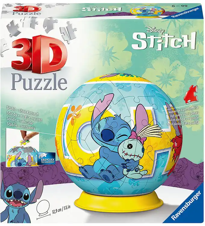 Ravensburger Puzzel - 3D - 72 Bakstenen - Disney Stitch Lage Kosten