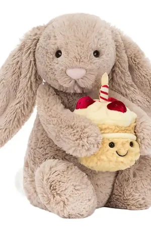 Direct Verzonden Jellycat Knuffel - 31x12 cm - Bashful Beige Bunny Verjaardag