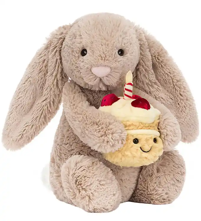 Direct Verzonden Jellycat Knuffel - 31x12 cm - Bashful Beige Bunny Verjaardag