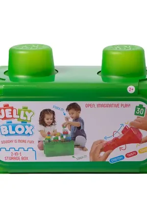 Koopje Jelly Blox Opbergbox m. Blokken - 2-in-1 - 30 Onderdelen - Groen