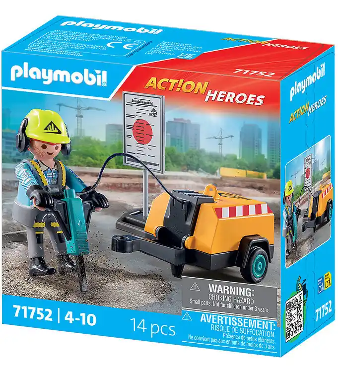 Gereduceerde Prijs Playmobil Action Helden - Bouwvakker - 71752 - 14 Onderdelen