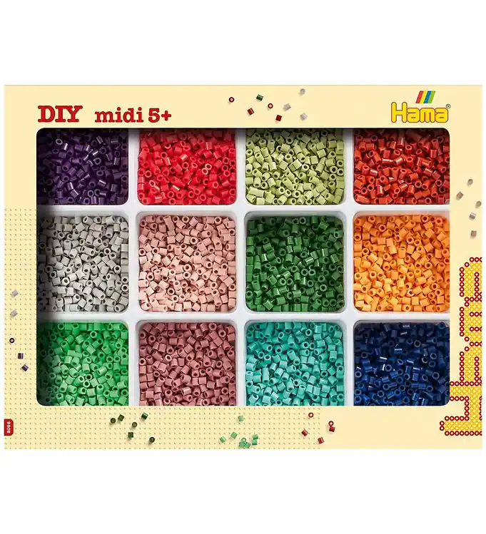 Nieuw Hama Midi Kralenset m. Opbergen - 9600 st.
