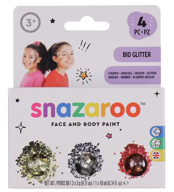 Superprijs Snazaroo Schminck - BIO Glitter Chunky - 3 st. - Goud/Zilver/Roz