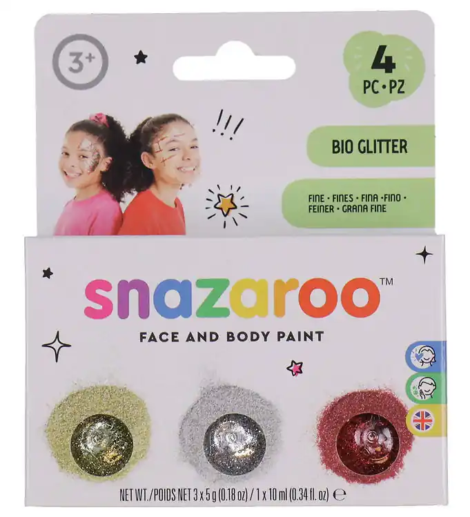 Snazaroo Schminck - BIO Glitter Fijn - 3 st. - Goud/Zilver/Roze Merkproduct