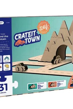 Crateit Creatieve Speelset - Crateit Stad - Hout - Rond de berg Aanbieding