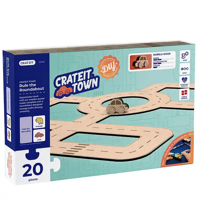 Crateit Creatieve Speelset - Crateit Stad - Hout - Rotonde - 28 Koopje