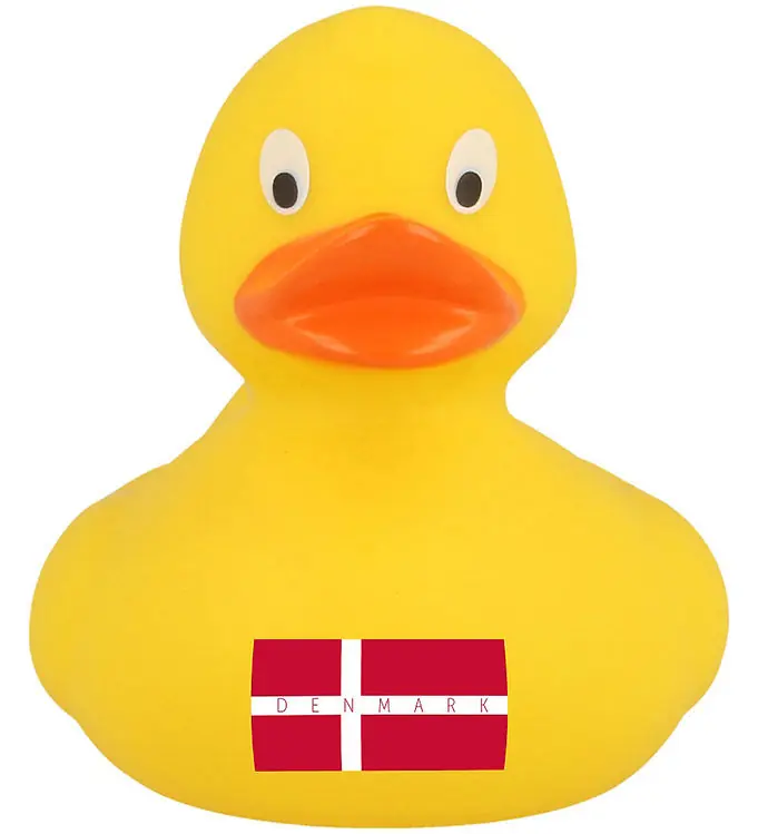 Rubber Eend - Geel Eend m. Deens Vlag Hete Deal