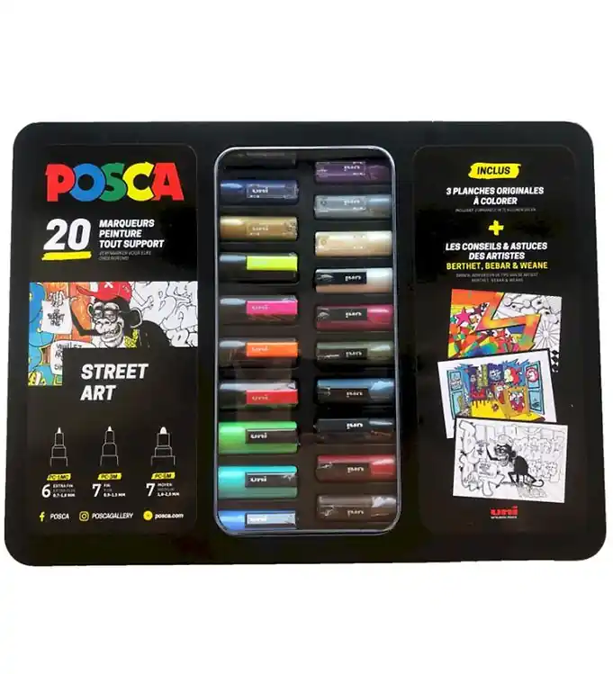 Shop Nu Posca Markers m. Metalen doos - 20 stk - Straat Art