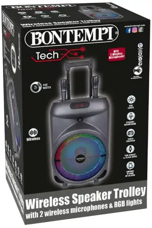 Gratis Retour Bontempi Luidspreker m. Microfoons/lampen - 87 cm - Draadloos -
