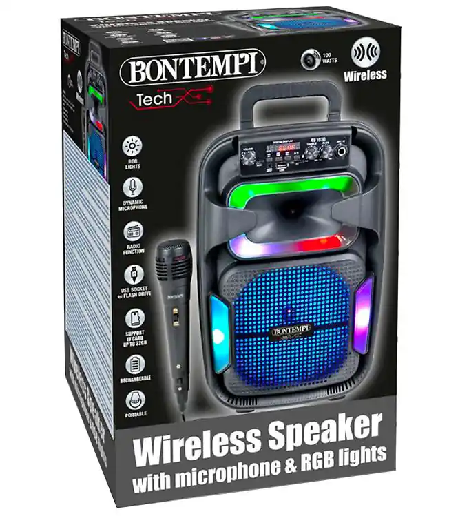 Bontempi Luidspreker m. Microfoon/Licht - 38 cm - Draadloos Uitverkoop