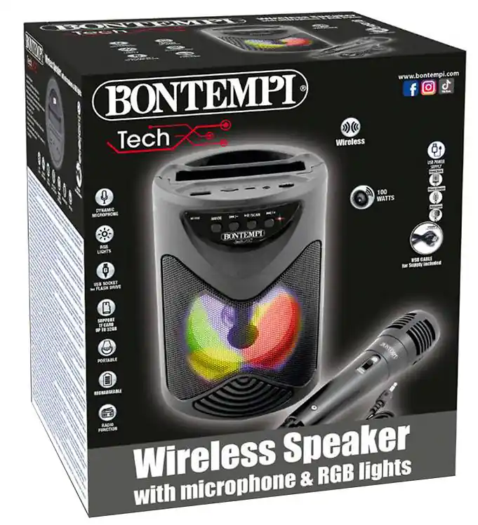 Bontempi Luidspreker m. Microfoon/lamp - 18 cm - Draadloos Exclusieve Aanbieding
