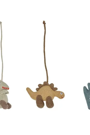OYOY Hangspeeltje - 3 stk - Dino - Beige/Saffraan/Aqua Blue Superprijs