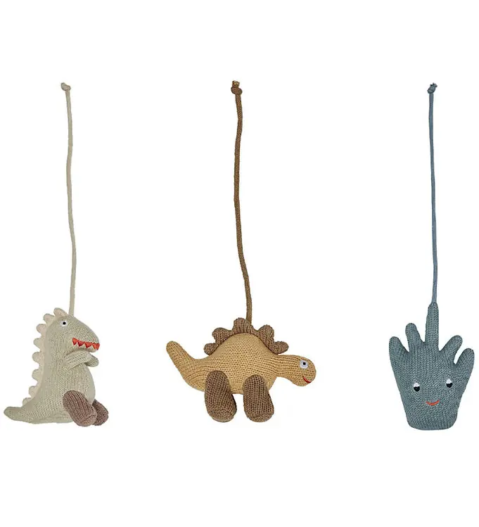 OYOY Hangspeeltje - 3 stk - Dino - Beige/Saffraan/Aqua Blue Superprijs